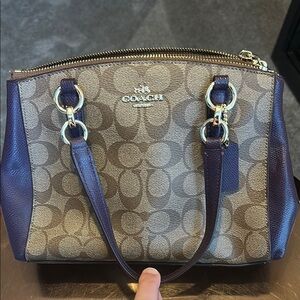 Coach Mini Christie Carryall - Brown and Purple with Monogram Pattern
